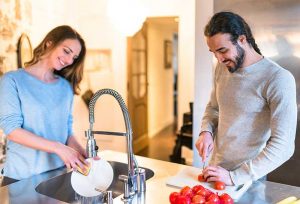 couple making dinner